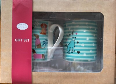 Crazy Dog Liebhaber Geschenkbox 2er Set grün weiß gestreift Keramiktassen