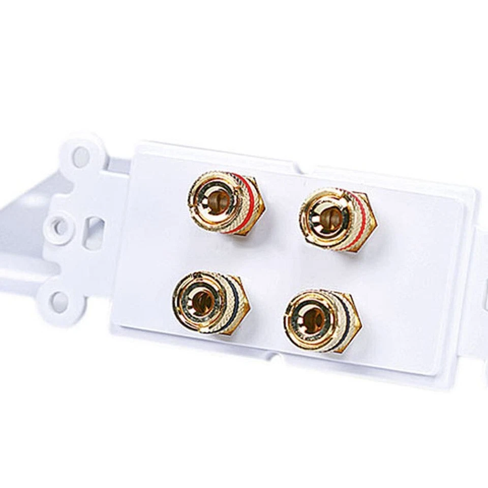 2 Pcs Banana Plug Binding Post Wall Plate Speaker Audio System Home Theater Gold - Image 3 of 4