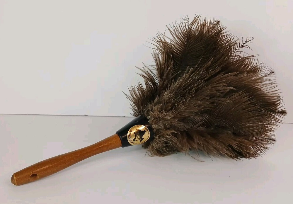 Feather Duster Cleaning Tool Ostrich? Feathers Texas Feathers Vintage Wood...