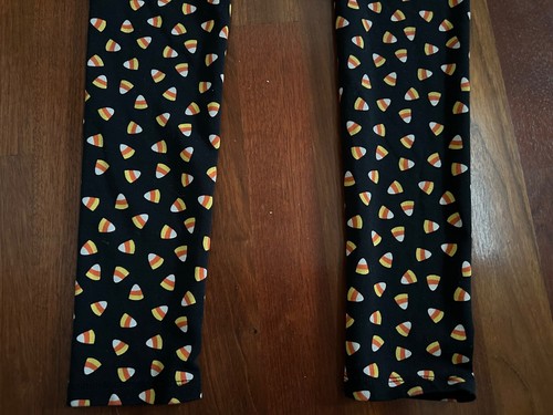 Gymbroee Girls Size 12 Candy Corn Leggings Halloween Fall Black & Orange - Picture 9 of 9