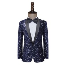Men's Sequin Dress Coats DJ Nightclub Stage Performance Suit Host Singer Jacket