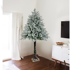 Snowy Half Parasol Christmas Trees 6FT Artificial w/ 302 Tips Xmas Decoration