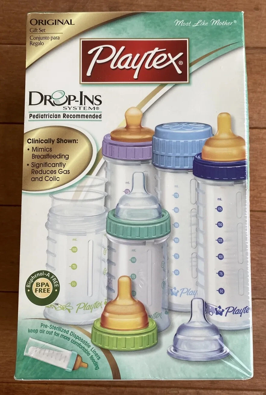 PLAYTEX DROP INS System Gift Set New SEALED Bottles Liners Nipples Caps And More