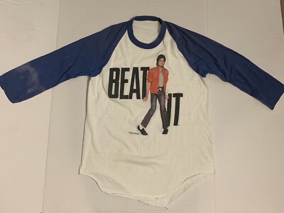 Very Rare michael jackson beat it t shirt 1984 Original Men's