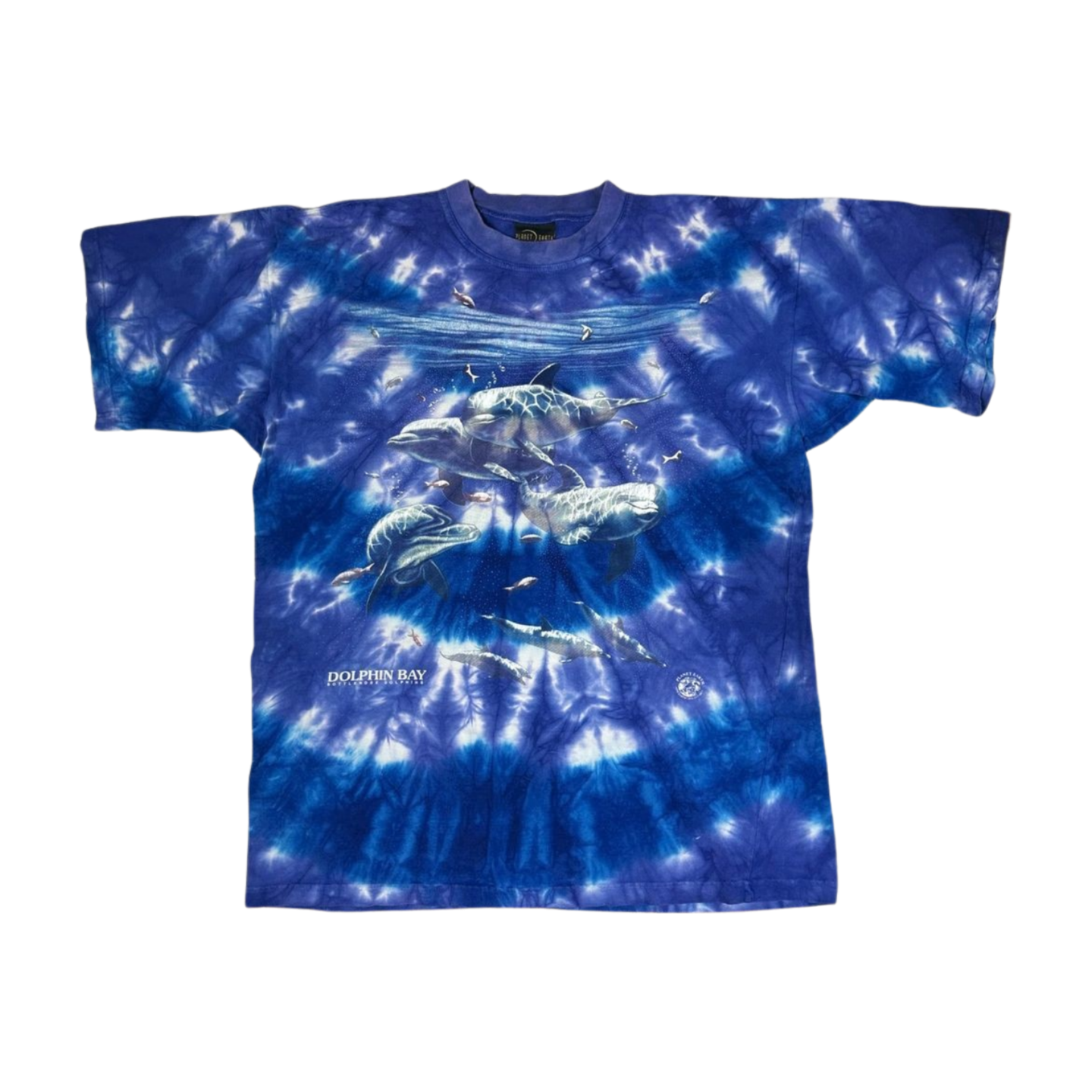 ALTRA Maglia vintage y2K Dolphin Bay blu e bianca tie dye tg XL