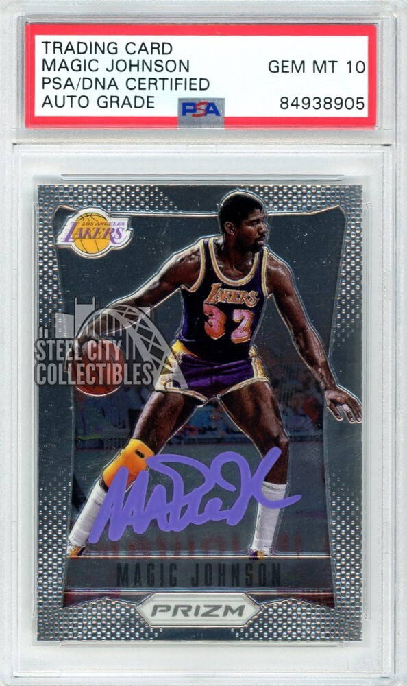 Magic Johnson 2012-13 Panini Prizm Autograph Card #181 PSA/DNA 10 (Purple)