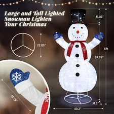 LEADZM 6FT Lighted Snowman Christmas Decorations Home Indoor Lawn