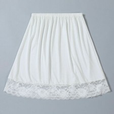 Ladies Solid Lace Modal Petticoat Half Slips Skirt Elastic Waist Underskirt Soft