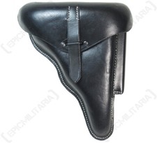 WW2 P38 Walther HARD SHELL Holster - BLACK Leather Reproduction