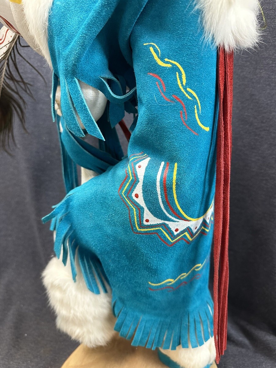 Vintage Navajo Kachina Doll Kokopelli Signed LK Charley Leather