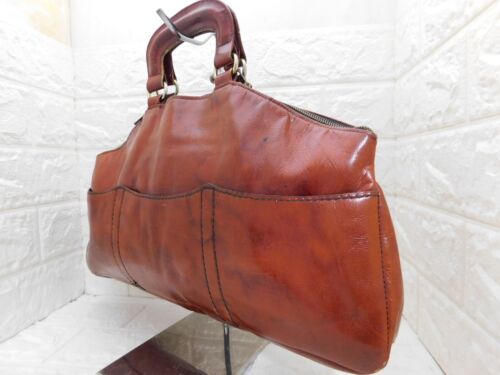 Bag Woman Maxi A Mano Double Handle Leather VINTAGE 70'S (024) - Zdjęcie 1 z 6