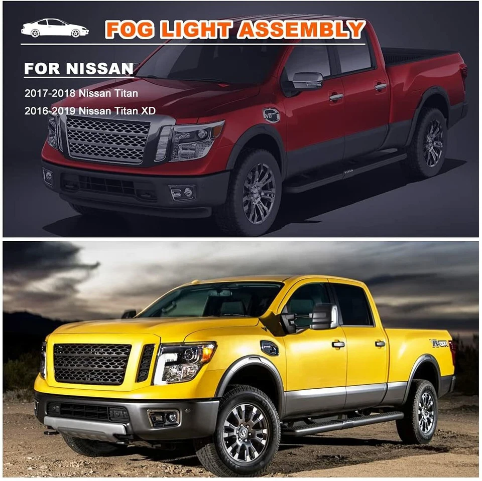 Par de luces antiniebla para parachoques Nissan Titan XD 2016 2017 2018 2019 con cable Foto 2 de 4
