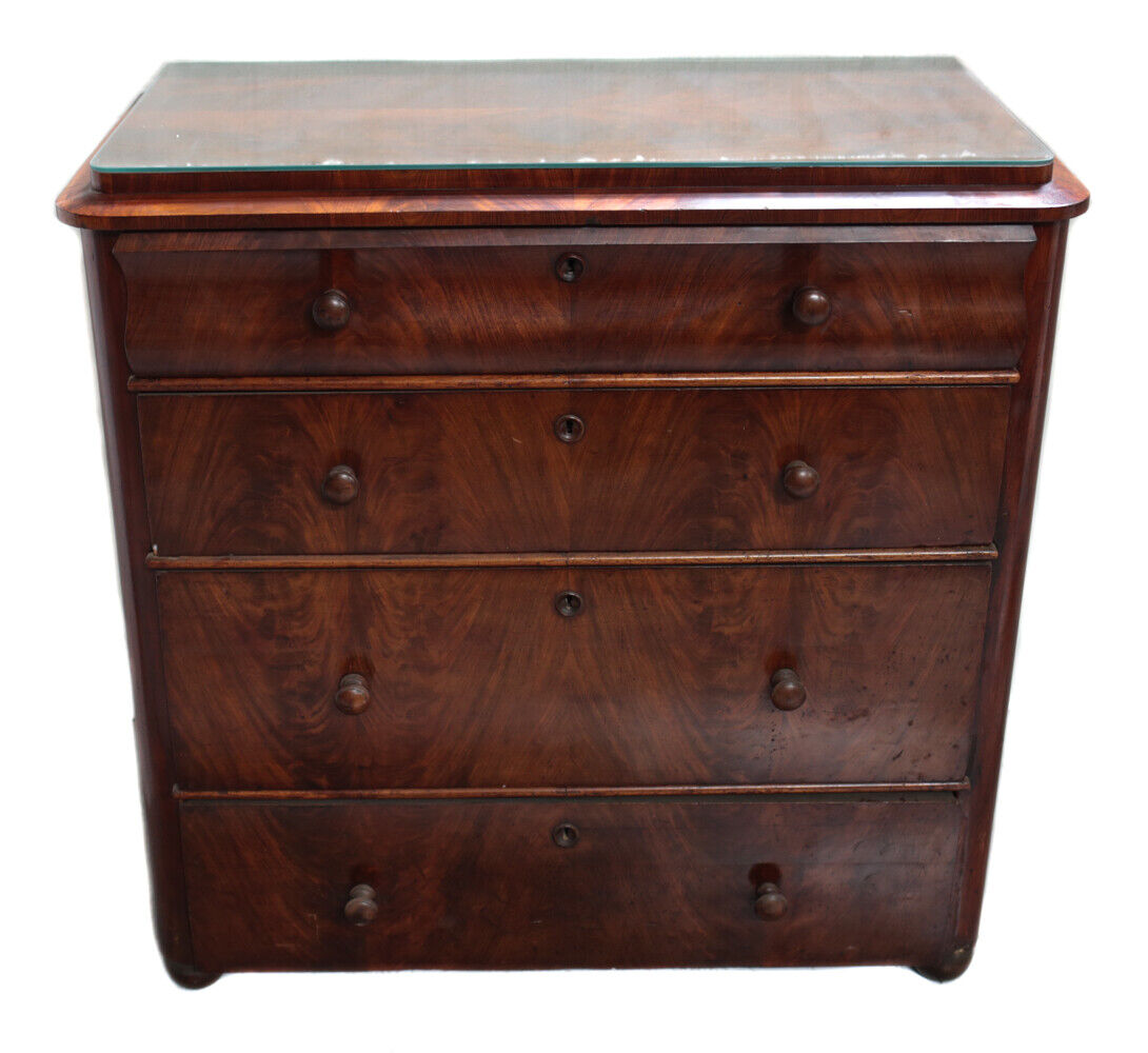 19th century Continental Mahogany Dresser / Bureau curved top drawer
