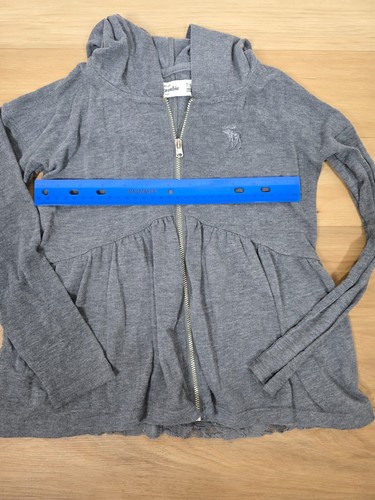 Abercrombie Kids Size 7/8 Grey Zip Up Hooded Long Sleeve Lace On Back Sweater - Picture 5 of 5