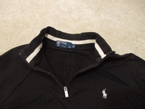 Polo Ralph Lauren 1/4 Cremallera Pima Algodón Jersey Negro Suéter Para Hombres M Poni Pullover - Imagen 4 de 11
