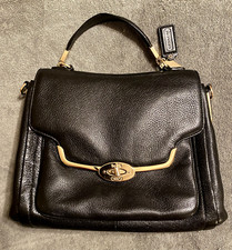Coach Signature Black Madison Leather Sadie Crossbody Purse 26624