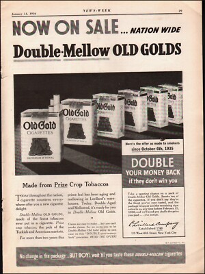 old gold cigarettes for sale 1936 Vintage ad Old Gold Cigarettes retro Tobacco Packs RARE 08/10/23