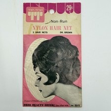 Vintage Tip-Top Hair Nets Nylon Non-Run Pack of 3 Med. BROWN One Missing 