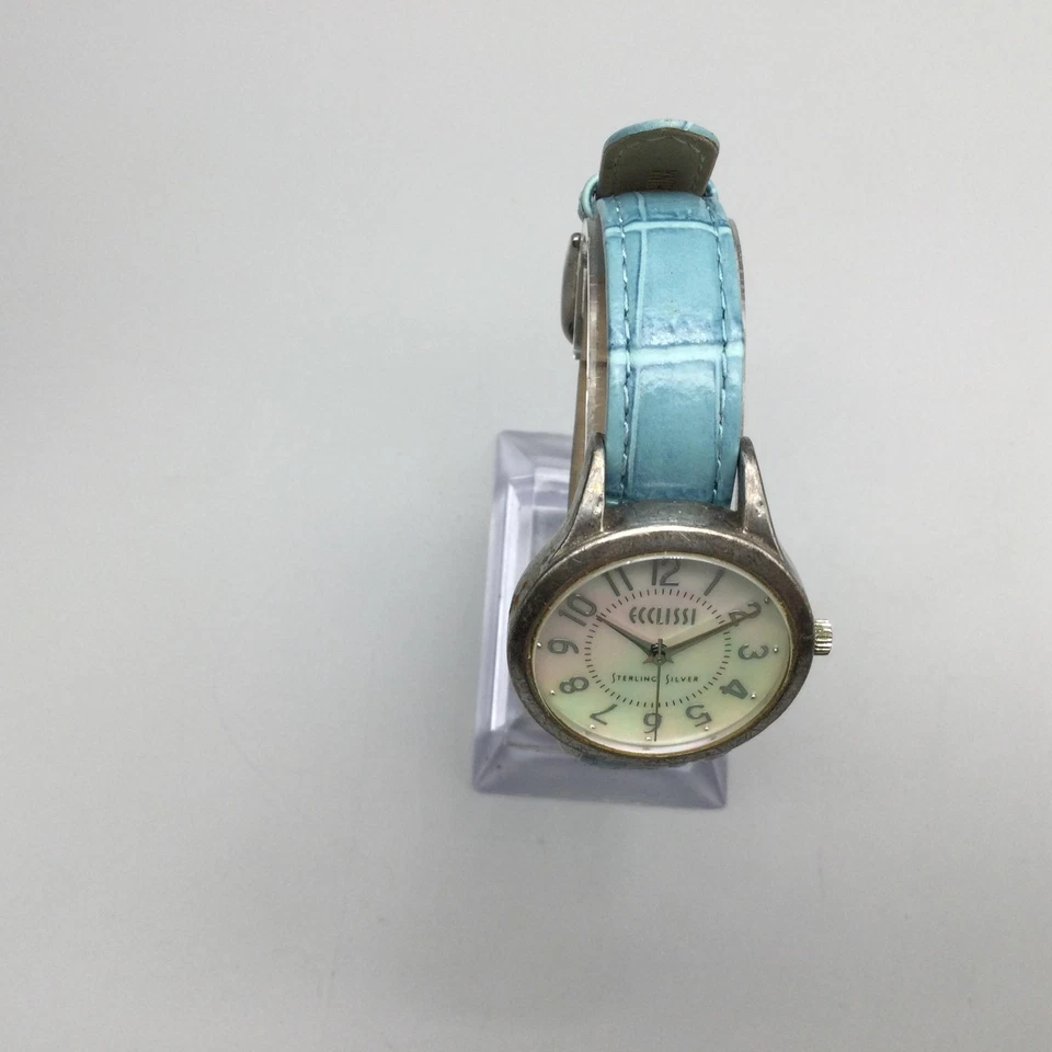 Женские часы Ecclissi 29 мм чистое серебро перламутровый синий ремешок новый аккумулятор - Изображение 3 из 4