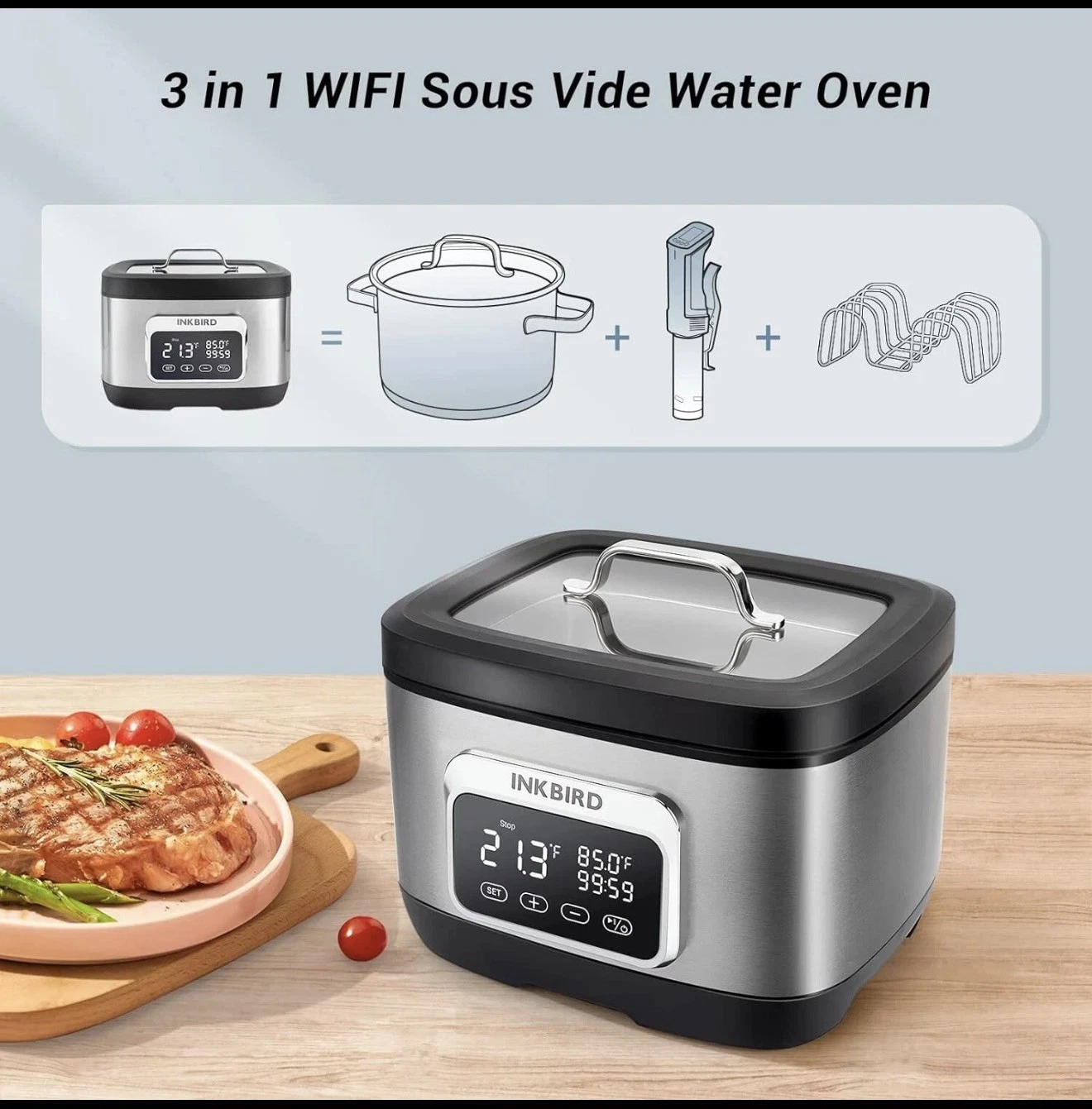 INKBIRD Sous Vide Precise Cooker Suveed Cooking Machine 8L Capacity Timer Alarm
Opens in a new windo