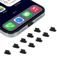 CaseBuy 10x Anti Dust Plugs Compatible with iPhone 14, 14 Pro 10PACK, Black