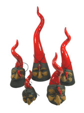 Corno Rosso + Maschera Pulcinella Cm 10/35h Portafortuna Napoletano Idea Regalo