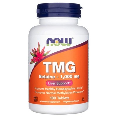 NOW Foods TMG Betain Betaine Trimethylglycin 1000mg 100 Tabletten Leber