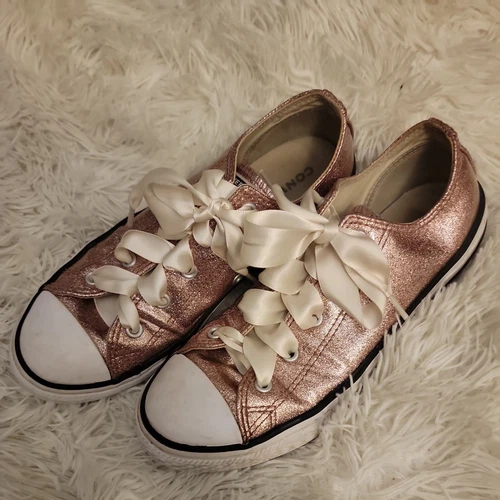 Converse Chuck Taylor All Star rosa scintillante glitter giovani grandi bambini taglia 4