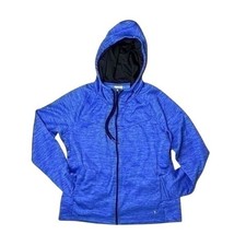 Danskin Hooded Zip Front Blue Space-Dyed Athletic Jacket LARGE Sportswear Winter