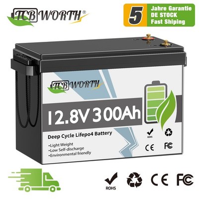 12V 300Ah Lithium Batterie LiFePO4 Akku Solarbatterie 200A BMS Solar RV Zyklen