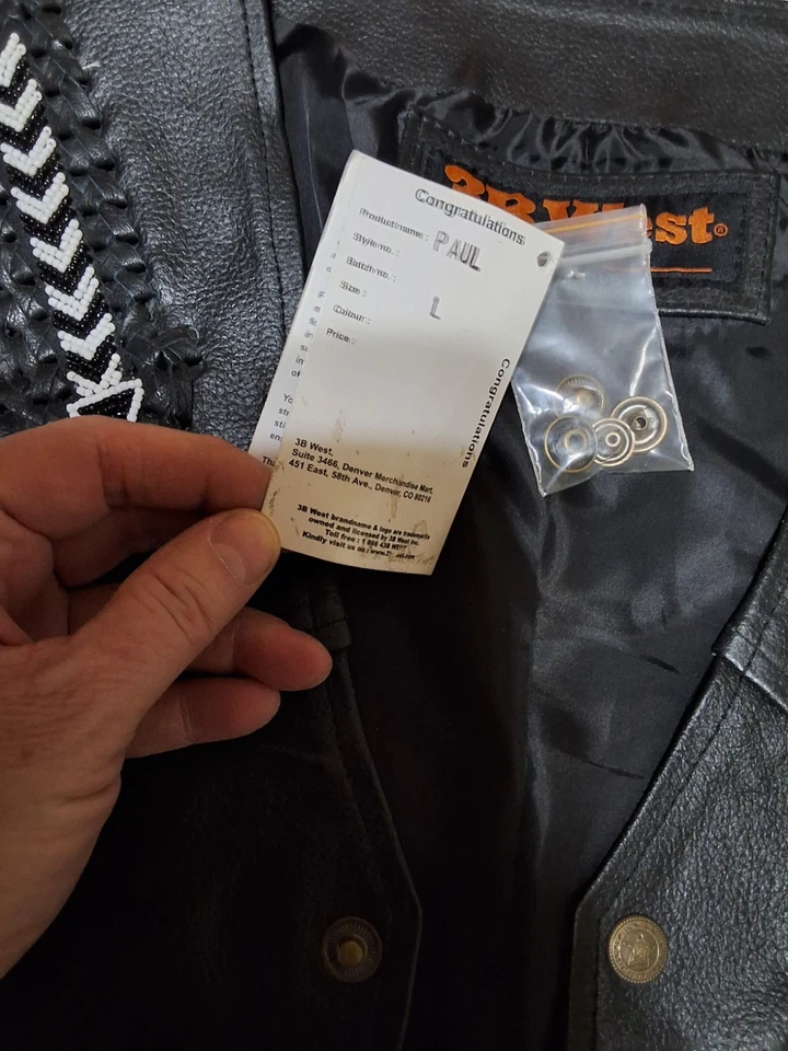 Chaleco de cuero occidental 3B West para hombre - talla L NOMBRE DEL PRODUCTO PAUL NUEVO CON ETIQUETAS Foto 2 de 4