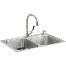 Kohler All-in-One 18-Gauge Stainless Kitchen Sink w/ PullDown Malleco Faucet