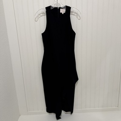 Cinq a Sept Black Midi Dress Size 4 Sleeveless Ruffle Hem  Cocktail Party