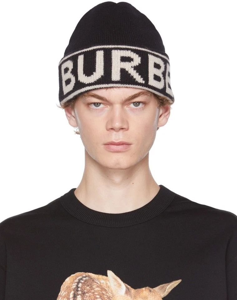 Burberry Unisex Black Beanie Hat – Stylish Winter Knit Cap - Image 4 of 4