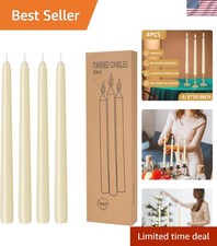 Elegant 4 Pack Ivory Taper Candles - 10 Inch, Dripless & Smokeless for Events