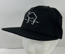 JOE CAMEL Black Hat Snapback Hat Cap 90s Silver White Embroidered Logo Smoking
