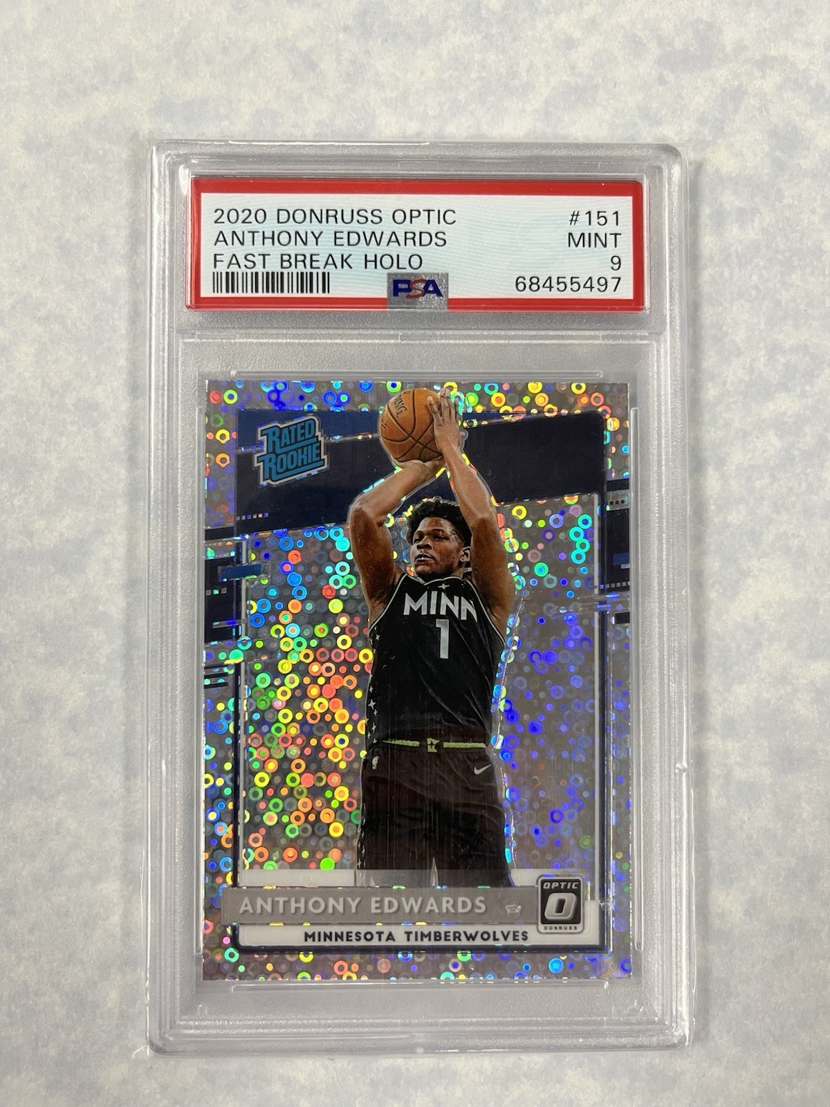 2020 Donruss Optic Fast Break Holo #151 Anthony Edwards PSA 9 Mint