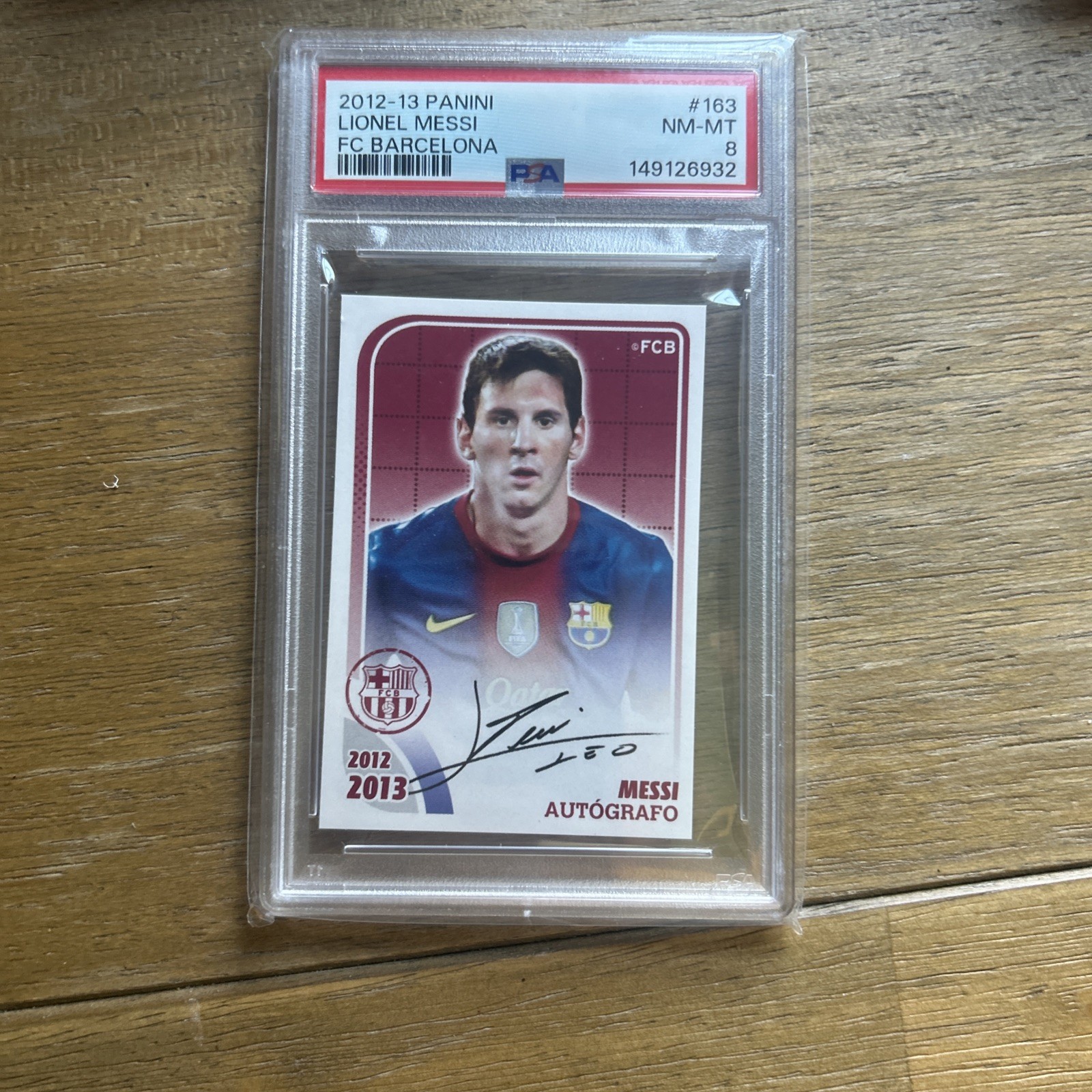 2012-13 PANINI FC BARCELONA AUTOGRAFO #163 LIONEL LEO MESSI AUTO MINT PSA 8 view 1