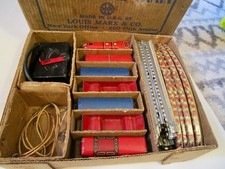 RARE MARX #41000 TABLE TOP TIN LITHO TRAIN SET w/Box ~ Beautiful 1930s Original!