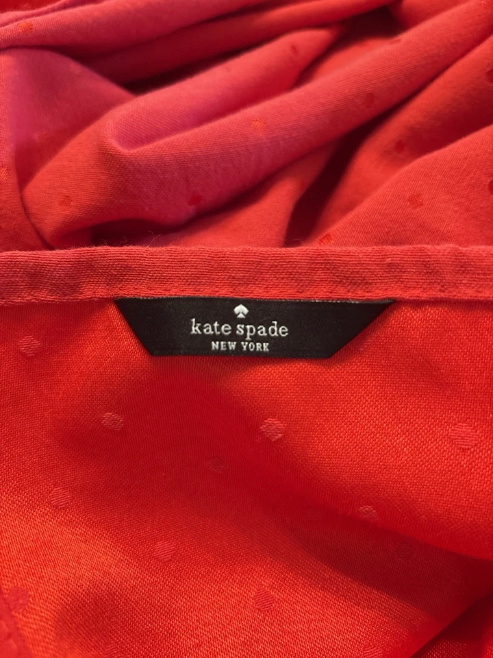 Kate Spade Red Larabee Dot 55” x 82” Rectangular Tablecloth vtg - Image 3 of 4