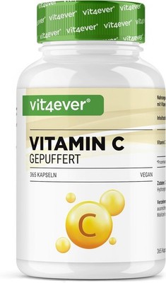 vit4ever Vitamin C gepuffert - 365 Kapseln - Hochdosiert mit 1000mg Vitamin C