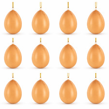 Set of 12 Brown Solid Plastic Easter Egg Ornaments 5.15 Inches