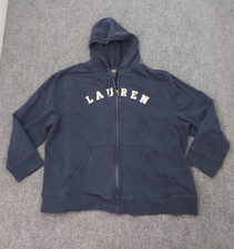 Vtg Lauren Jeans Co Hoodie Jacket Womens 3X Blue Spellout Full Zip READ