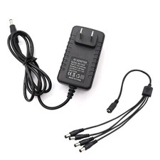 12V 2A AC to DC Power Adapter with 4-Way Splitter Cable for CCTV Camera