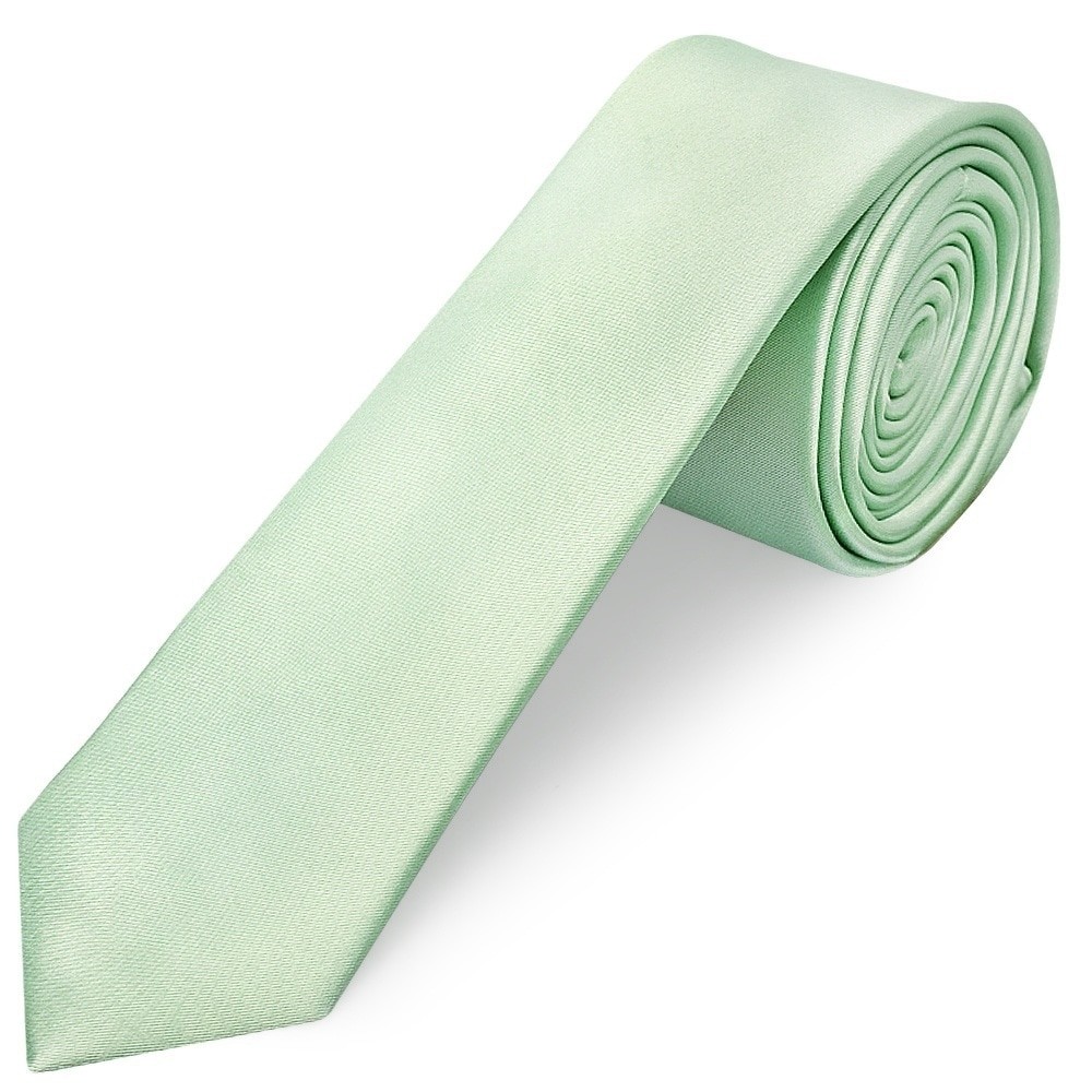 Handmade Pale Mint Satin Skinny Mens Tie Wedding Christening Formal Slim Tie