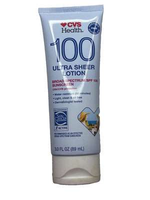 CVS Health 100 UVA/UVB SPF Protection Ultra Sheer Lotion Sunscreen 3 oz