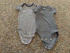 Carter's Set of 2 Boys Blue Striped Short-Sleeved Bodysuits 3M