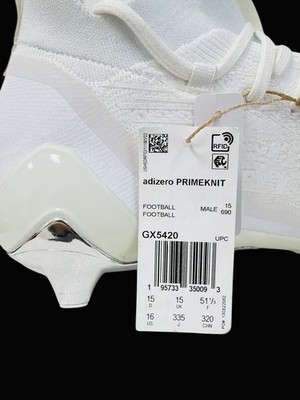 Adidas Adizero Primeknit Triple White Chrome Football Cleats