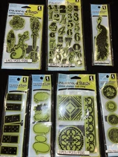 Lot of 7 INKADINKADO Packs (50) Pieces of Cling Rubber Stamps Various Themes
