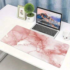 15.7x35.4 inch Extra Large Marble Gaming Desk Mat & Keyboard Mat-Extra Wide Pink